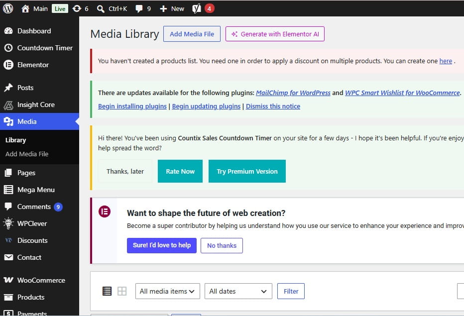 wordpress media