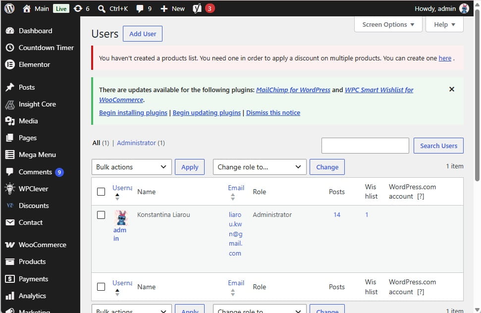 wordpress users