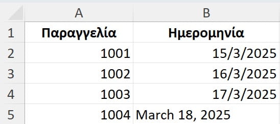 Λανθασμένη μορφή ημερομηνιών