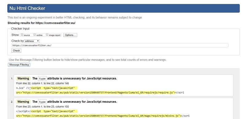 html validator για το comvoswaterfilter.eu