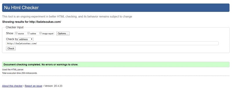 html validator για το balatsoukas.com