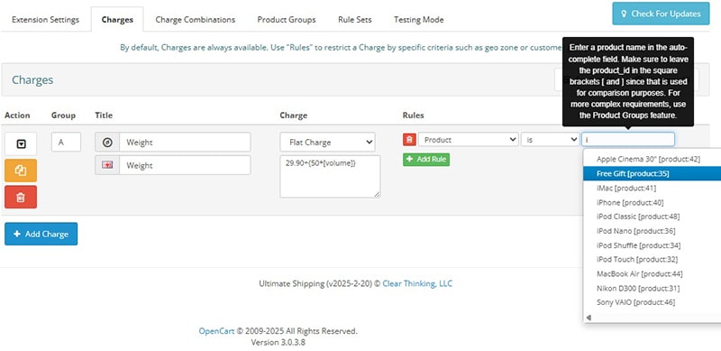 μεταφορικά βάσει προϊόντος (Opencart shipping by product)