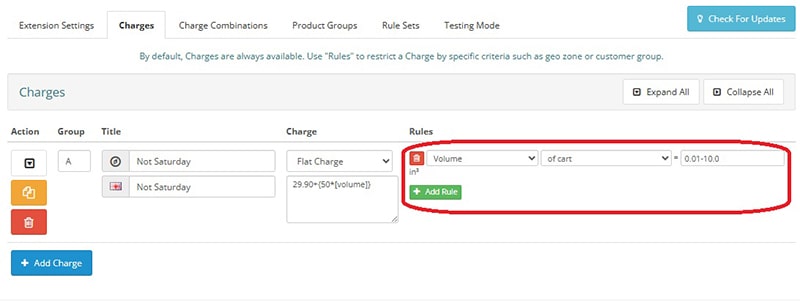 μεταφορικά βάσει όγκου (Opencart shipping by volume)